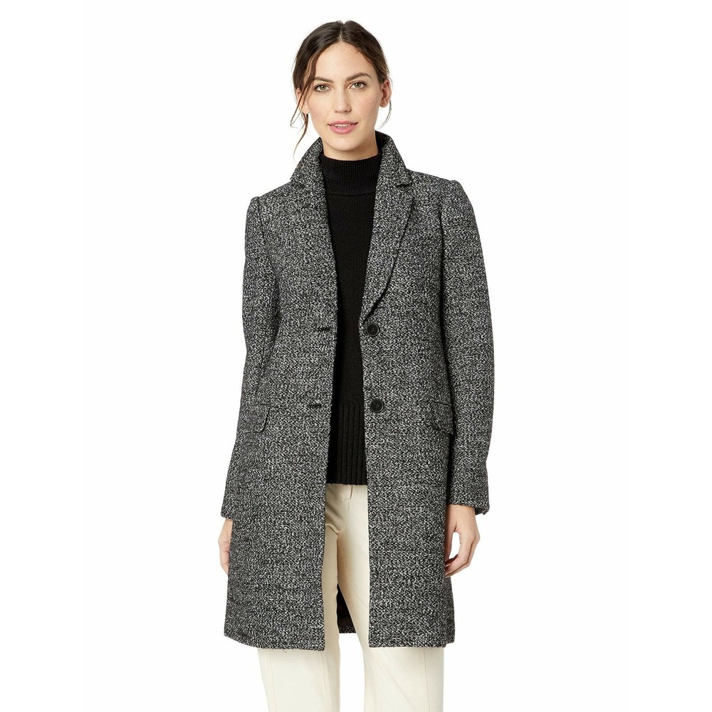 Lark & Ro Women's Single Breasted Walker Coat Sz 4 Salt/Pepper